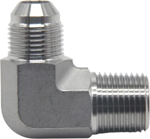 Miniatura 5 de HFS (R) 1/2" macho NPT a 1/2" macho JIC codo 90° Flare tubería de acero inoxidable 304 (1/2" MNPT x 1/2" MJIC)