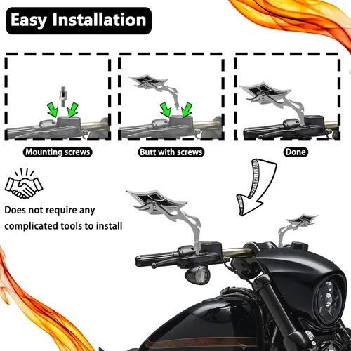 Miniatura 5 de LKV Espejos para Motocicleta - Espejos Retrovisores Universales de 8 mm y 10 mm, Vista Trasera Lateral, Ajustables 360 Grados, para Manillar Harley