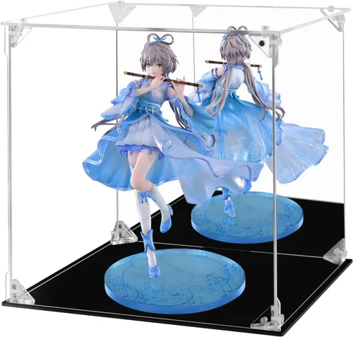 Miniatura 14 de Vitrina de acrílico transparente para figuras de acción con parte trasera espejada, caja de almacenamiento a prueba de polvo, estuche de vidrio