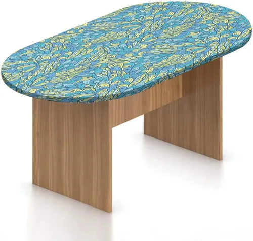 Miniatura 25 de XISUNYA Mantel ovalado ajustable de poliéster elástico, diseño de azulejos geométricos coloridos tradicionales, estampado oriental, se adapta a