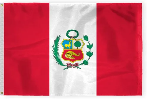 Miniatura 12 de AGAS - Mini Perú de 12 x 18 pulgadas con sello oficial de bandera de nailon pesado, ojales de latón y bordes de doble costura Bandera de Perú de 12