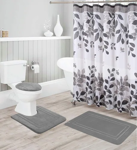Miniatura 6 de Kids Zone Home Linen - Juego de accesorios de baño de 16 piezas: tapete de ducha antideslizante, tapete de pie de sanitario antideslizante, tapa