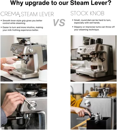 Miniatura 5 de Productos de café CREMA Palanca de vapor de repuesto para máquinas de espresso Breville Diseño ergonómico de acero inoxidable Compatible