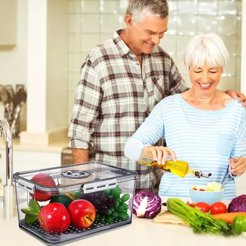 Miniatura 9 de Hemoton Contenedor de alimentos frescos con temporizador, caja de almacenamiento de alimentos transparente para frutas y panes, organizador de gran