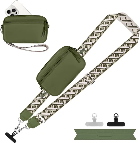 Miniatura 15 de YFWE Correa de clip and go para teléfono con cartera cruzada, cordón ajustable para teléfono con cartera RFID desmontable, correa universal