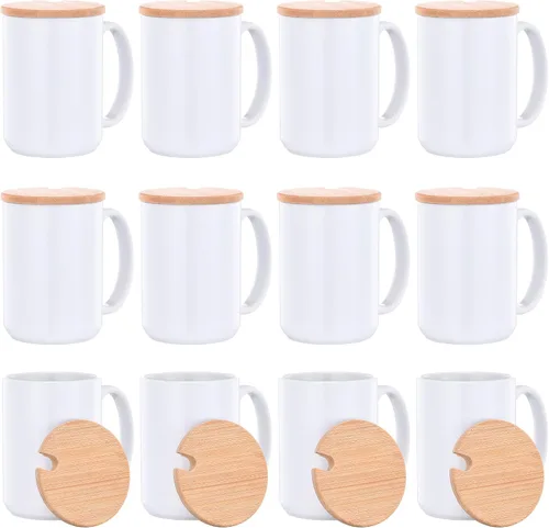 Miniatura 8 de RAINBOWTIE Tazas de sublimación en blanco, tazas de café de sublimación de 11 onzas, taza de cerámica con revestimiento blanco, juegos de tazas