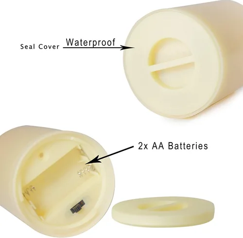 Miniatura 3 de 2 velas LED sin flama, de pilas, impermeables, para exteriores, con control remoto y temporizador, luz nocturna parpadeante de resina plástica