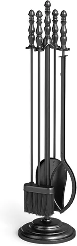 Miniatura 9 de IRONMAX Juego de herramientas para chimenea de 5 piezas, herramientas de hierro de 26 pulgadas con soporte, póquer, pinzas, cepillo y pala