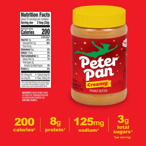 Miniatura 2 de Peter Pan Mantequilla cremosa de maní, hecha con cacahuetes tostados, ideal para sándwiches de mantequilla de maní y mermelada y bocadillos