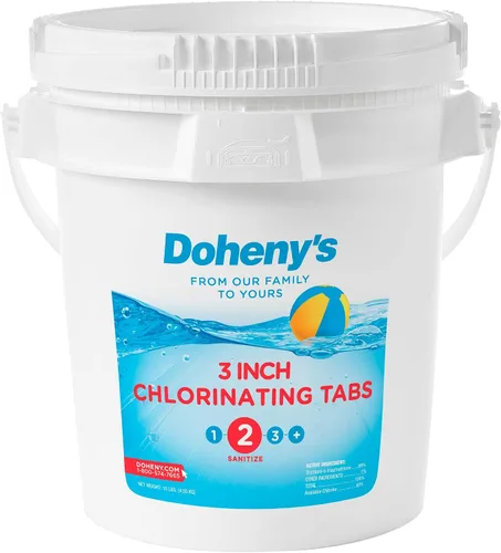 Doheny's Tabletas de cloro estabilizadas de 3 pulgadas | Tri-cloro 99% puro, 90% de cloro disponible | Desinfectante de piscina de larga duración,