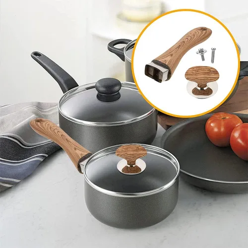 Miniatura 3 de Manijas de repuesto para ollas, perilla de repuesto de tapa de olla de madera y agarre de mango largo para diferentes tapas de sartén y olla