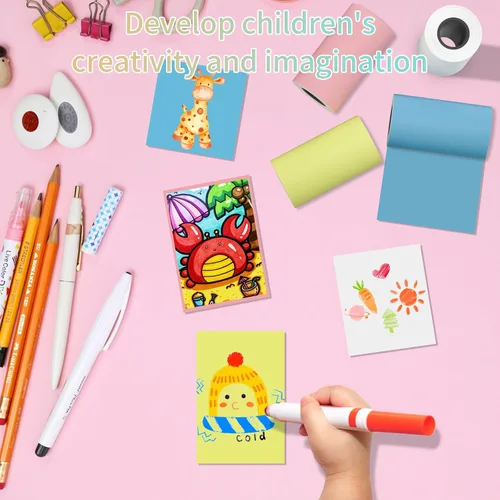 Miniatura 5 de MFLABEL Recambio de papel para cámara instantánea para niños, 9 rollos (2.2 x 1.1 pulgadas), papel fotográfico térmico a color para niños, 3 azul/3
