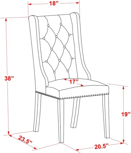Miniatura 6 de East West Furniture FOP1T01 Forney Parson - Juego de 2 sillas de comedor con botones copetudos y ribete de cabeza de clavo, color crema, juego de 2