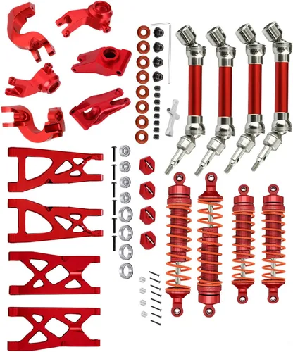 Pieza de mejoras para 1/10 Vorteks/Granite/Senton 4x4 3S Blx Mega 550, amortiguadores RC, eje de transmisión, brazo de suspensión delantero y Rojo