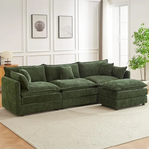 Miniatura 25 de Sofá modular seccional, juego de sofá en forma de L de 77 pulgadas con reposabrazos, cómodos sofás de nube de 2 plazas para sala de estar