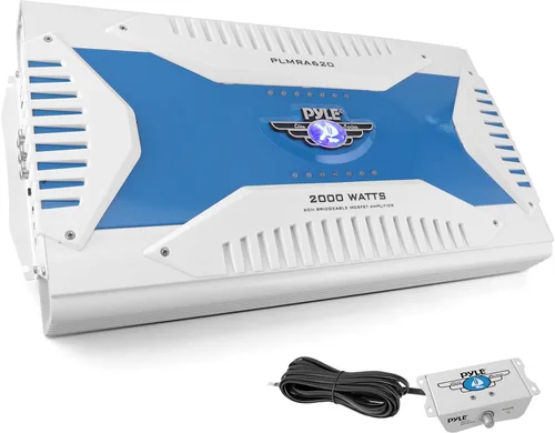 Pyle Receptor amplificador marino de 6 canales, amplificador de audio inalámbrico impermeable para altavoz estéreo con fuente de MOSFET dual de