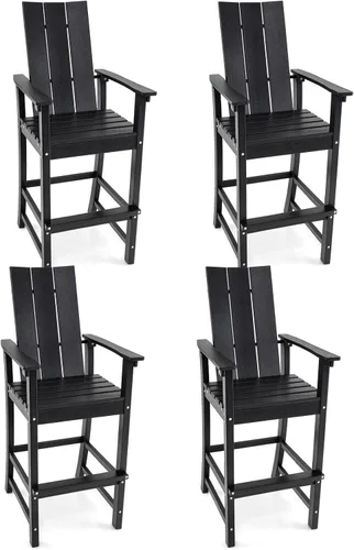 Miniatura 12 de Giantex Silla Adirondack de 52 pulgadas de alto, taburete de bar de polietileno de alta densidad para exteriores con respaldo ergonómico, Gris