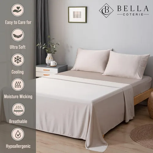 Miniatura 3 de Bella Coterie - Juego de sábanas de lujo de viscosa de bambú para cama tamaño split king 2 sábanas ajustadas para camas Sleep Number y ajustables