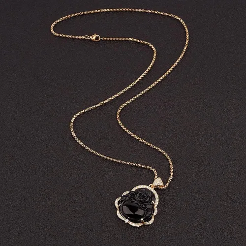 Miniatura 3 de Collar de llamativo de buena suerte, Dije de lujo de circonia cúbica con cadena chapada en oro de 18 quilates, Regalo de joyería refinada de collar