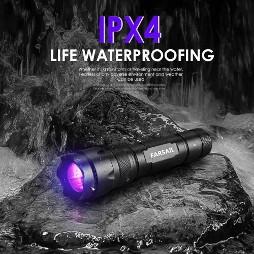 Miniatura 2 de Linterna de luz negra UV, luz negra ultravioleta LED de 395 nm para detección de manchas de orina de mascotas, detector de luz UV portátil