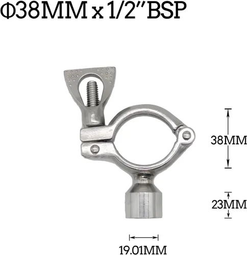 Miniatura 2 de RAHBI 0.748 in-4.016 in SS 304 abrazadera de tubo de acero inoxidable Soporte de tubo Soporte de tubo con BSP 1/2 "0.5 pulgadas rosca hembra pausada