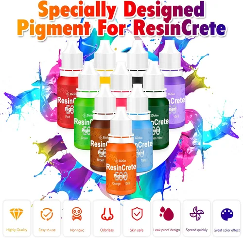 Miniatura 2 de JDiction ResinCrete Pigmento, 10 colores altamente concentrados resinCrete tinte para hacer joyas de bricolaje, color vívido de alta calidad, fácil