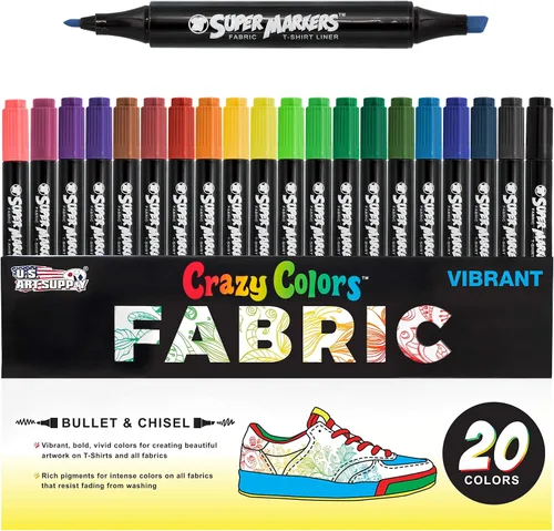 Miniatura 9 de U.S. Art Supply Super Marcadores Negros de Doble Punta para Tela Permanentes para Ropa - Juego de 6 Bolígrafos de Tela con Tinta Permanente