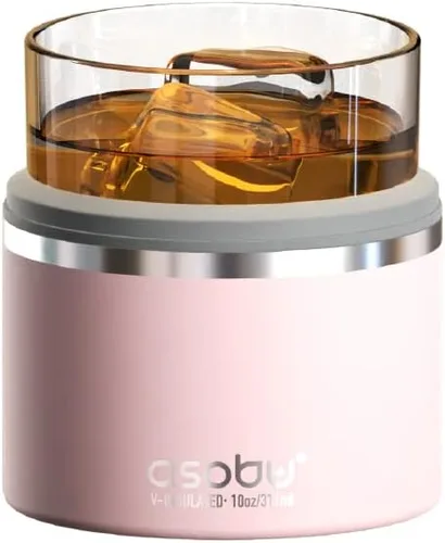 Miniatura 20 de asobu Vaso con funda para whisky, vaso de bourbon aislado con vidrio de rocas de alta calidad, sin BPA, acero inoxidable de doble pared, mantiene