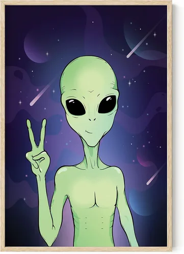 Miniatura 8 de HAUS AND HUES Trippy - Póster de alienígena - Decoración de habitación extraterrestre genial, póster psicodélico, arte de pared de alienígena