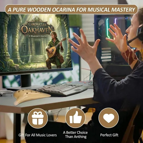 Miniatura 5 de Ocarina de madera de arce de 12 agujeros Alto C Leyenda de Zelda, Ocarina Tenor C, idea de regalo para fanáticos de Zelda