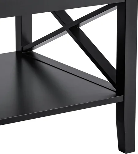 Miniatura 6 de Mesa de centro ChooChoo Oxford con patas más gruesas, mesa de centro de madera negra con almacenamiento para la sala de estar
