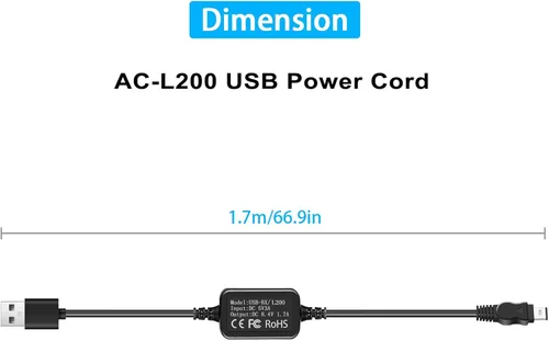 Miniatura 7 de AC-L200 Cargador USB Cable de alimentación para videocámara Sony Handycam, adaptador de corriente ACL200 para DCR-DVD DCR-HC DCR-SR DCR-SX, HDR-CX