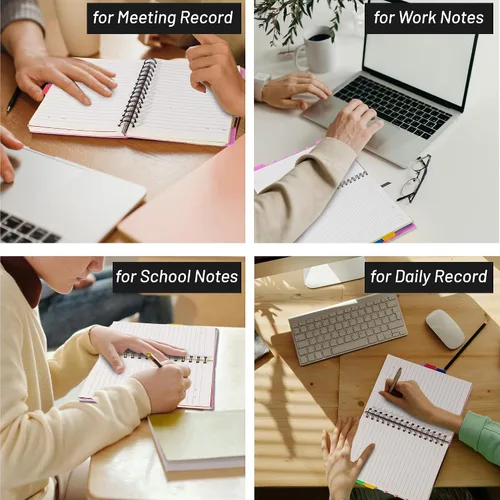 Miniatura 9 de CAGIE Cuaderno de 5 asignaturas con divisores, 220 páginas, cuadernos en espiral con pestañas de 5 x 7 pulgadas, cuaderno encuadernado en espiral A5