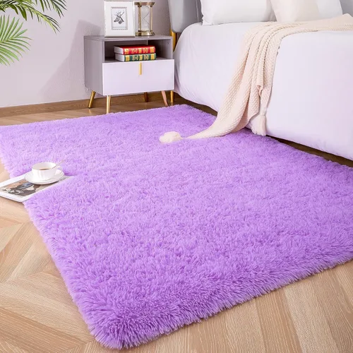 Miniatura 29 de Foxmas - Alfombra para centro de habitación, esponjosa y ultrasuave, para dormitorio, habitación de los niños, habitación del bebé, afelpada, Azul
