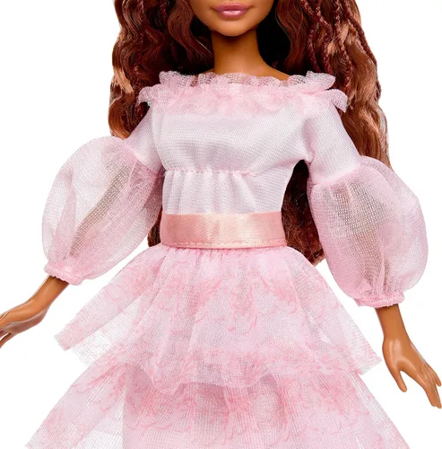 Miniatura 3 de Mattel Disney La Sirenita Juguetes, Muñeca coleccionable de celebración de Ariel con cabello rojo y vestido rosa, inspirada en la película