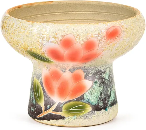 Sungmor Macetas grandes para suculentas de 7.5 pulgadas, bonita maceta de cerámica pintada a mano con drenaje, maceta de cactus para interiores y