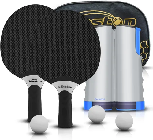 Set de raquetas de tenis de mesa Senston, raqueta de tenis de mesa profesional con 3 bolas, juego de paletas de ping pong de goma compuesta Negro y
