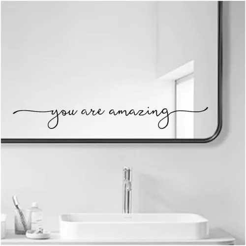 Adhesivo para Espejo You are Amazing – Calcomanía de Pared de Vinilo Negro de 17x2 pulgadas, Decoración Inspiradora de Baño, Frase para Habitación