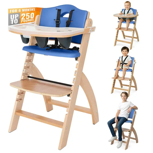 Miniatura 8 de Abiie Beyond Junior - Silla alta de madera con bandeja - Silla alta ajustable y convertible para bebés y niños pequeños - 6 meses a 250 libras