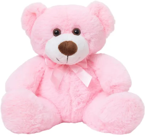 Oso de peluche rosa de 14 pulgadas, suave y tierno oso de peluche con bonito lazo, para niñas, novias, ideal para el día de San Valentín,
