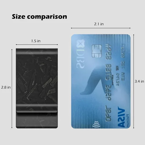 Miniatura 21 de Travelambo Cartera de bolsillo frontal con clip de fibra de carbono para dinero, cartera minimalista delgada para tarjetas de crédito