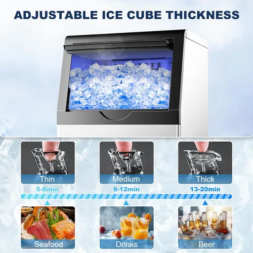 Miniatura 4 de Máquina comercial de hielo de 90 libras/24 horas, máquina de hielo de acero inoxidable bajo encimera o independiente con almacenamiento de 25