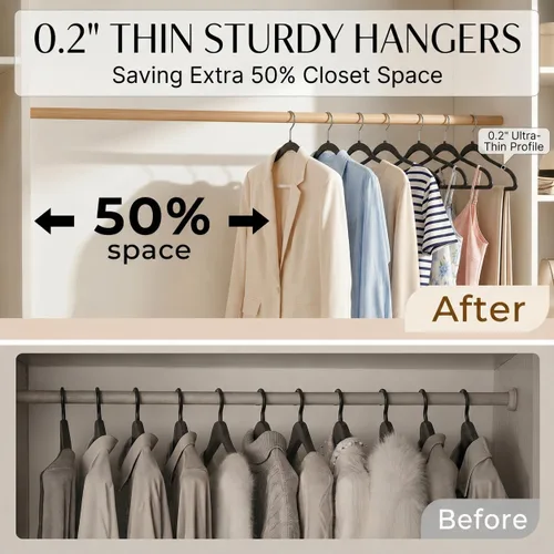 Miniatura 2 de SMARTOR Plastic Hangers 20 Pack - Thin and Slim Design for Space Saving Organizer - Heavy Duty Durable Closet Organizers and Storage with 360 Swivel