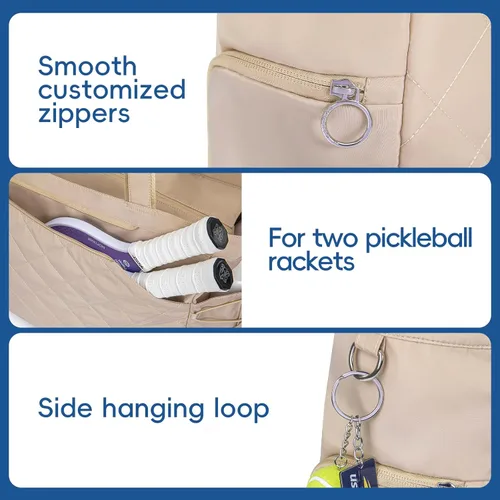Miniatura 6 de KAVIGOR Bolsa de tenis con compartimento para zapatos - Bolsa extragrande acolchada para pickleball con capacidad para 2-4 raquetas, resistente al