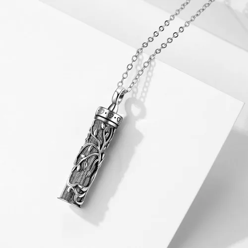 Miniatura 49 de Collar con colgante de urna de cenizas de cremación y árbol de la vida para mujer, plata de ley US1