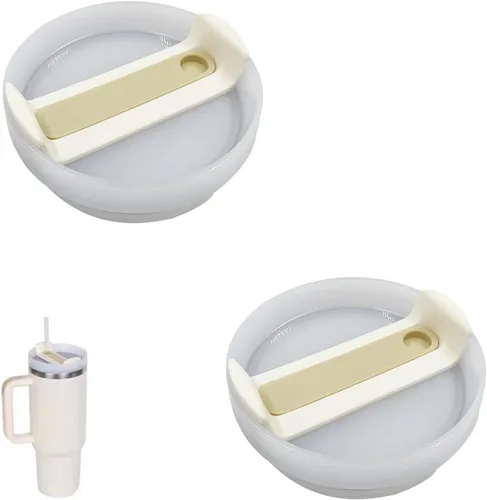 Miniatura 10 de Paquete de 2 tapas para vaso de 40 onzas compatibles con Stanley Quencher, cubiertas de vaso de acero inoxidable a prueba de derrames y resistentes