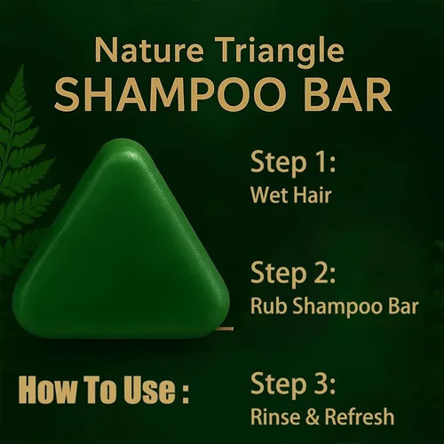Miniatura 4 de Cypress Leaf - Jabón para el crecimiento del cabello, barra de champú Nature Triangle, barra de champú Usman Grass, limpieza suave y cuidado 2 pzas