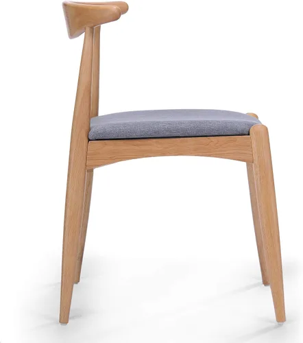 Miniatura 9 de Sandra Grey set de 2 sillas modernas, para comedor, estilo mediados de siglo, de tela color gris y madera de nogal. Gris / Roble