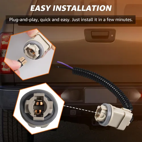 Miniatura 6 de Kit de luces LED para matrícula con 2 bombillas LED, 2 arneses de cables, 2 carcasas negras, reemplazo de montaje de lámpara de etiqueta para Ford