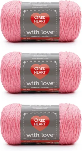 Miniatura 26 de Red Heart with Love Berry - Hilo rojo – Paquete de 3 unidades de 6.98 oz/7 onzas – Acrílico – 4 medianos (peinado) – 370 yardas – Tejido/ganchillo